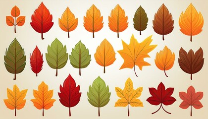 autumn leaf set isolated on white