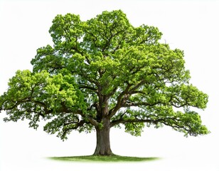 Obraz premium big green oak tree isolated on white background