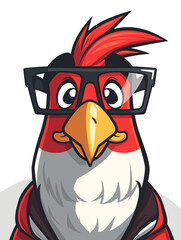 Cockatoo Bird with Glasses Cartoon Mascot Character