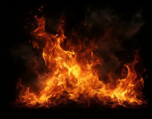 Fototapeta premium fire blaze flames on black background fire burn flame isolated abstract texture flaming explosion effect with burning fire