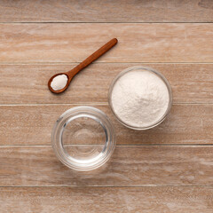 Baking soda to mix with vinegar - Healthy food.