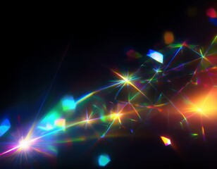 lens flare abstract bokeh lights moving leaking reflection of a glass crystal defocused shining...