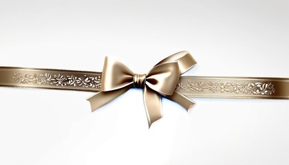 A luxurious satin bow with delicate decorative trim, isolated on a white background, showcasing its stylish and sophisticated design, Generative AI