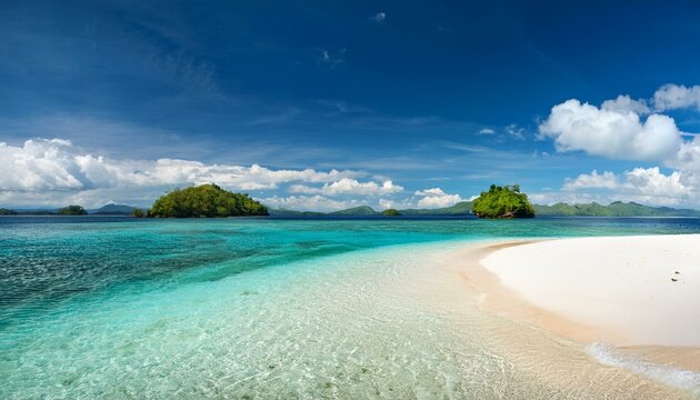 mahoro island white sand beach with masare and pahepa islands beyond mahoro siau sangihe archipelago north sulawesi indonesia