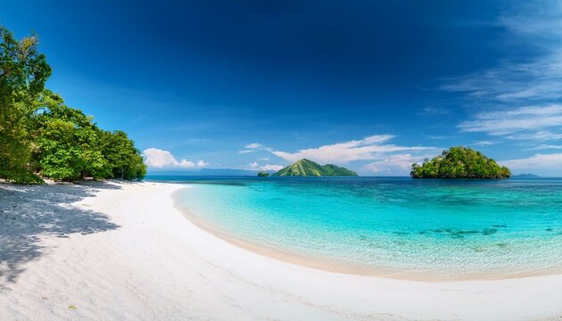 mahoro island white sand beach with masare and pahepa islands beyond mahoro siau sangihe archipelago north sulawesi indonesia