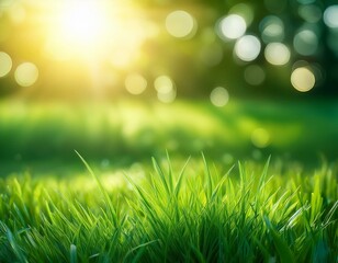 Obraz premium natural grass background with blurred bokeh and sun