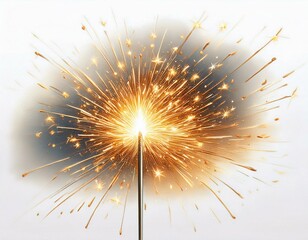 sparkler light burning sparkler fire with sparks flying around isolate on a white background fireworks bengal fire