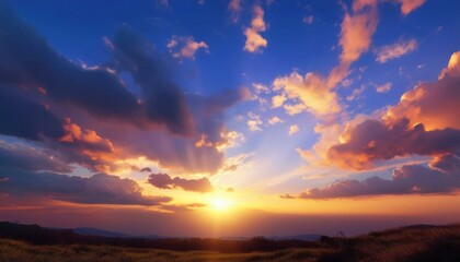 Fototapeta premium strangely shaped clouds and sunlight natural landscape at sunset colorful sky cloud natural background 4k time lapse