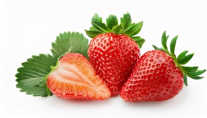 strawberry cut out ripe fresh red strawberry isolated on white background with clipping path summer delicious sweet berry organic fruit food diet vitamins creative layout mockup