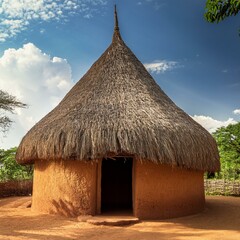 traditional straw hut in the lamido palace ngaoundere adamawa region northern cameroon africa