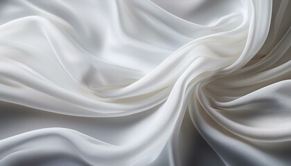 Obraz premium white luxurious background the fabric lies in soft waves chiffon translucent material top view pleats made of light fabric wedding backdrop