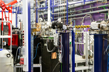 Interior of modern scientific research laboratory with experimental equipment
