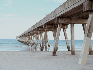 Johnnie Mercers Fishing Pier Wilmington, North Carolina Ocean Beach Pier and Blue Sky