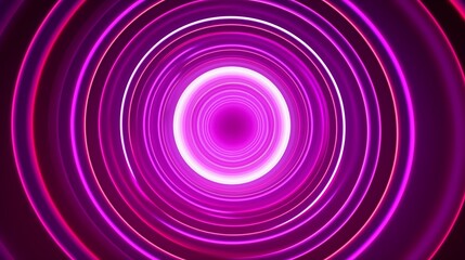 Abstract neon glowing purple circles forming tunnel wallpaper background
