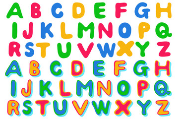 Colorful text material and alphabet capital letter set