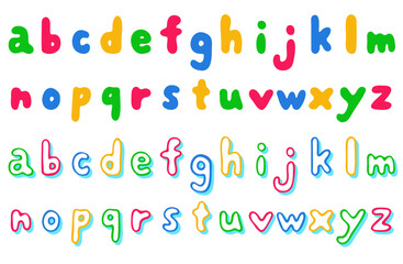 Colorful character material and alphabet lowercase letter set