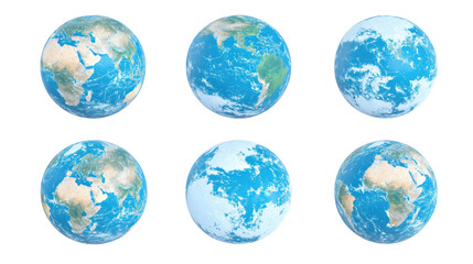 Set of Green Planet Earth Models Isolated Against a Clean Background Generative AI