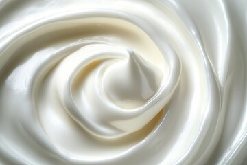 Glossy cream swirls showcase smooth texture in a minimalistic design against a clean white background