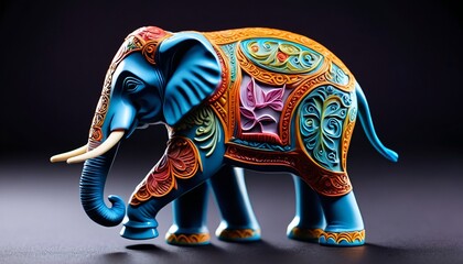 A stunning ceramic miniature elephant figurine, featuring intricate carvings and colorful accents, perfect for adding an exotic touch to any decor or as a unique gift for collectors, Generative AI
