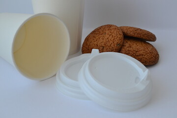 Cups for coffee with cookies