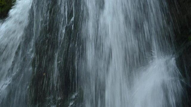 Pan shot from a waterfall in a forest in autumn, closeup, Josefsthaler Wasserf&auml;lle