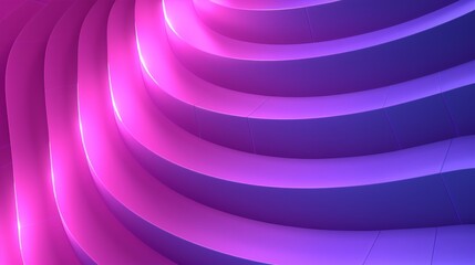 Abstract modern architecture forming a spiral illuminated by pink and purple neon lights