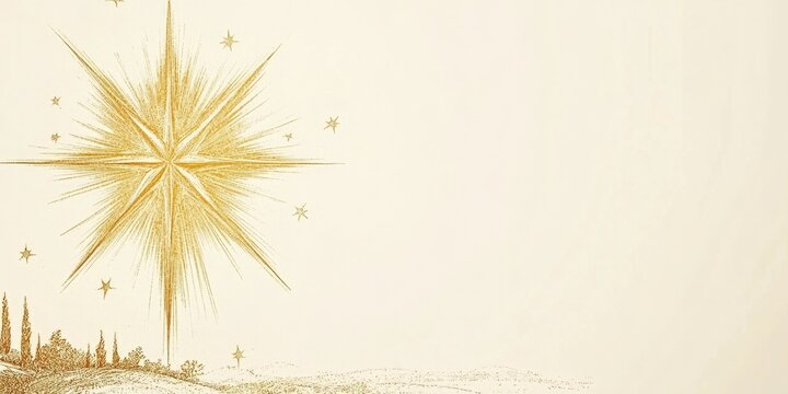 Star of Bethlehem. The guiding star that led the Magi. Christian symbols and icons. Digital illustration.