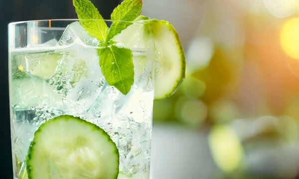 Savoring a classic gin and tonic with fresh cucumber and mint on a sunny evening