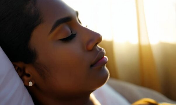 Timelapse of a Peaceful Sudanese Woman Sleeping in Soft Light