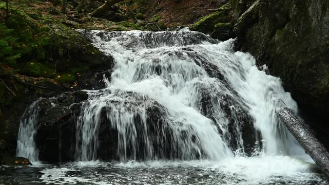 A cascading waterfall from a mountain stream in autumn, Josefsthaler Wasserf&auml;lle