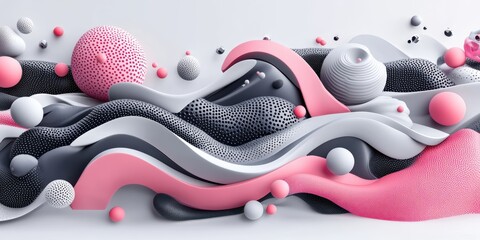 Obraz premium Abstract Neo Memphis Style Background with Grainy Texture A Fusion of Shapes and Color