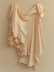 Skirt or dress with an uneven hem on a neutral beige background for a modern minimalist look