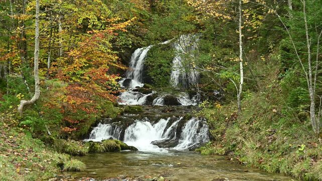 Cascading waterfalls in an autumn forest, Josefsthaler Wasserf&auml;lle