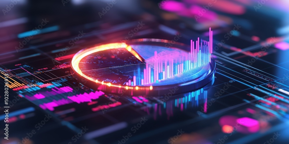 Poster dynamic pie chart visualizing business data on a digital interface
