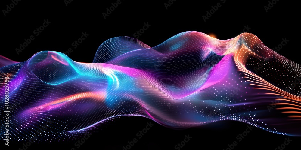 Poster dynamic wave lines in diverse colors flowing in a captivating display