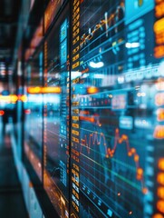 Obraz premium Large screens in a logistics control center show real-time data on delivery routes and performance metrics for optimized operations. Generative AI