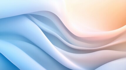 Obraz premium Abstract waves of soft blue and peach create a serene and calming visual flow, AI