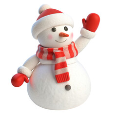 Cheerful Snowman With Red Hat and Scarf