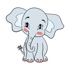 Simple coloring page animal elephant outline flat design illustration