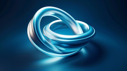 Fototapeta premium Abstract background with intertwined rings glowing on blue background