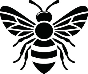 Honey Bee icon. Cartoon flying bee. Insect flying character. Vector isolated on white background.