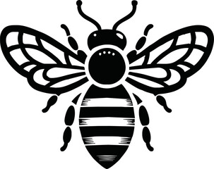 Honey Bee icon. Cartoon flying bee. Insect flying character. Vector isolated on white background.