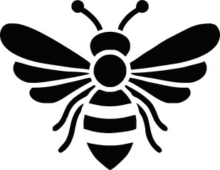 Honey Bee icon. Cartoon flying bee. Insect flying character. Vector isolated on white background.