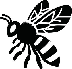 Honey Bee icon. Cartoon flying bee. Insect flying character. Vector isolated on white background.