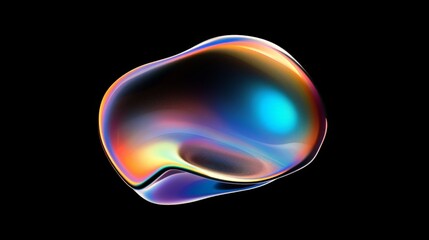 Colorful and shiny abstract shape is reflecting light on a black background