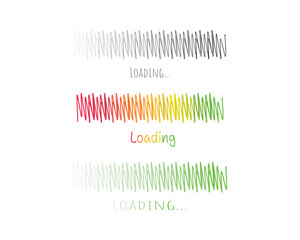 Collection Loading bar status icon. Vector illustration. Set of vector loaded icons. Download progress. Donload or Upload. Hand-drawn sketch-scribble.