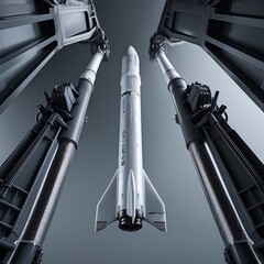 Spaceship caught by mechanical arms Generative AI