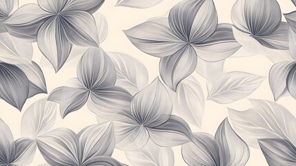 Abstract Grey and White Floral Pattern with Veined Petals