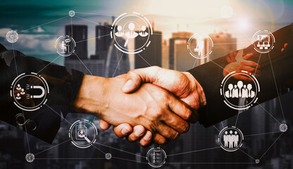 Human Resources Recruitment and People Networking Concept. Modern graphic interface showing...