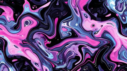 Abstract colorful liquid paint swirling creating psychedelic pattern, perfect for trendy backgrounds and designs